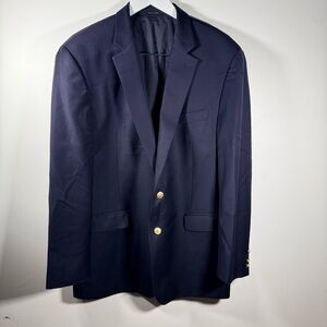 Lauren Ralph Lauren Men’s 44L Navy Wool Blazer Gold Crest Buttons Sport Coat